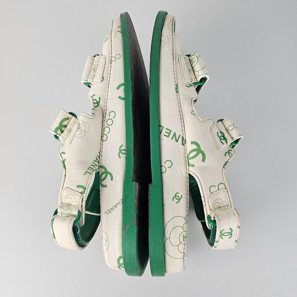 Chanel Green CC Dad Sandals US 8 / EU 38 - Picture 4 of 11